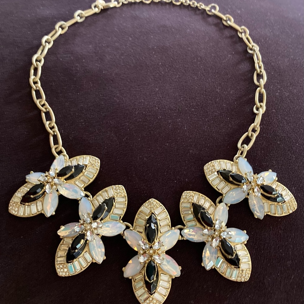 J. CREW Opalescent Crystal & Baguette Statement Necklace